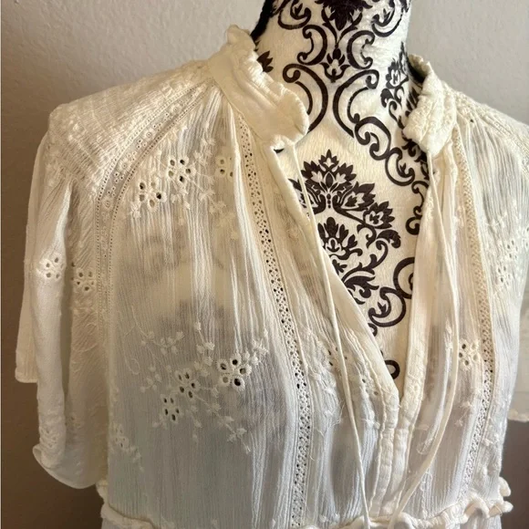 VICI Yolanda Cotton Eyelet Tiered Babydoll Mini Dress - Picture 5 of 7